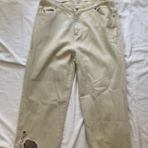 Disney Eeyore Embordered Beige Straight Leg Jeans